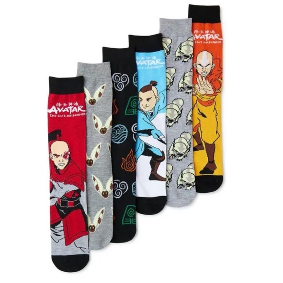 Avatar The Last Airbender 6 pair Crew Socks - Picture 1 of 3